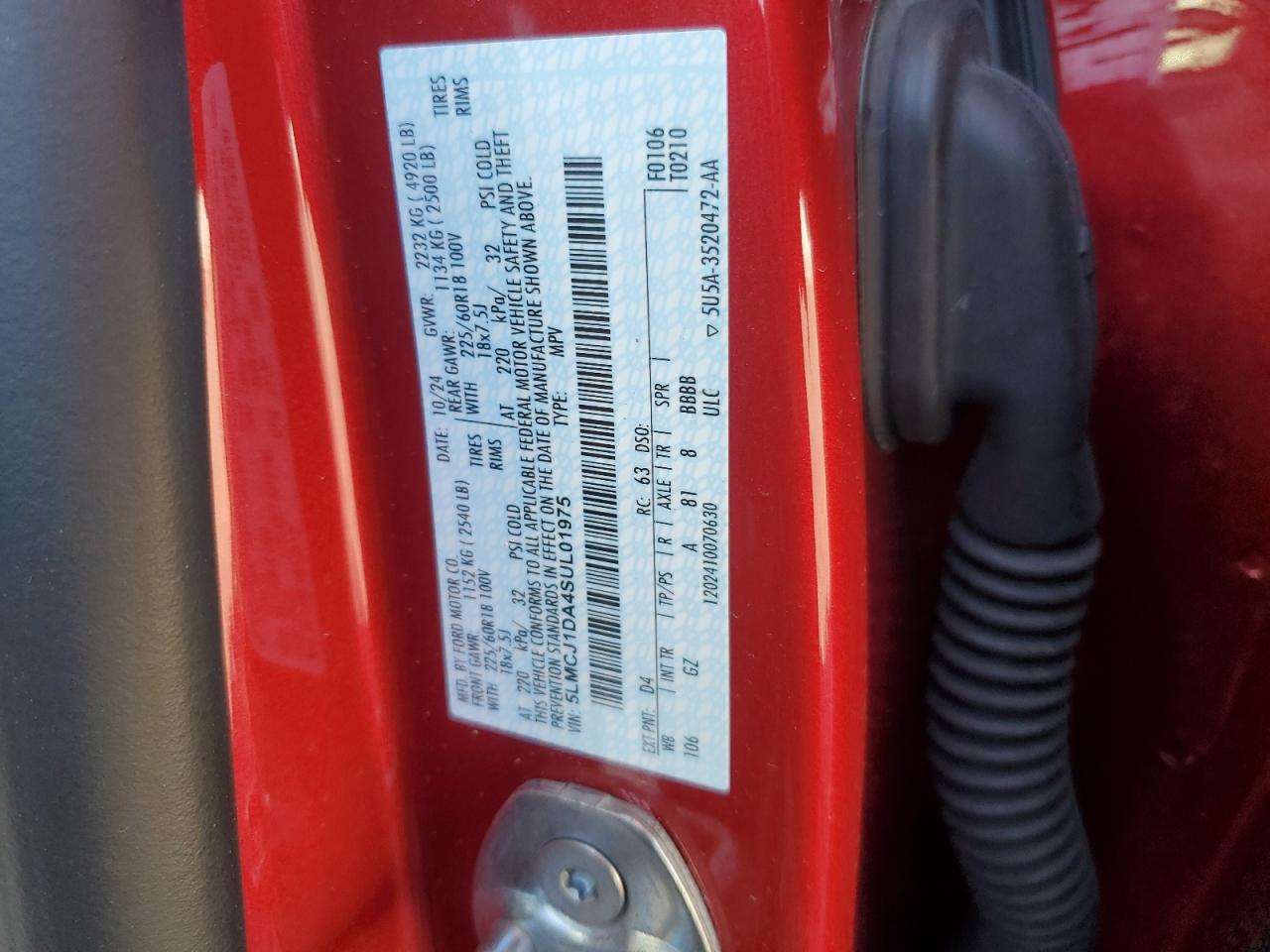 2025 Lincoln Corsair Premiere VIN: 5LMCJ1DA4SUL01975 Lot: 90256415