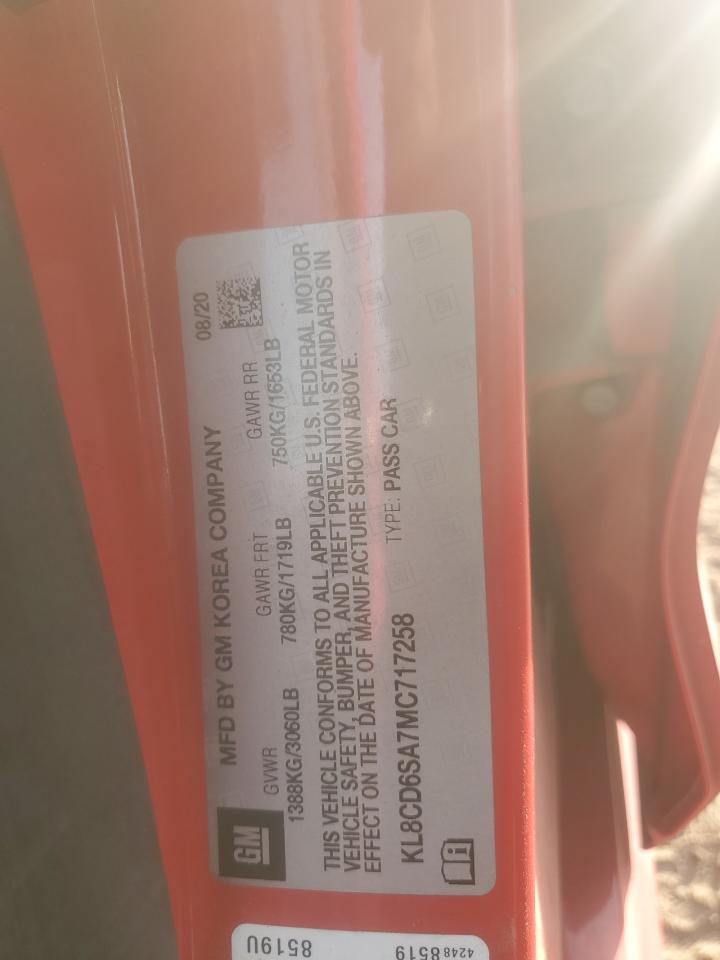 2021 Chevrolet Spark 1Lt VIN: KL8CD6SA7MC717258 Lot: 92451195