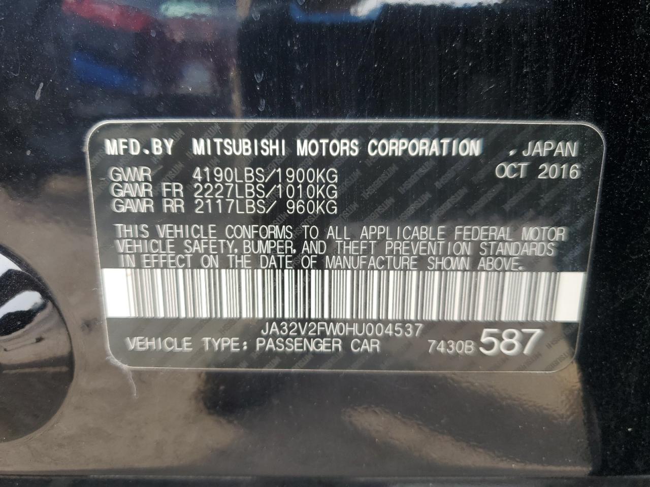 2017 Mitsubishi Lancer Es VIN: JA32V2FW0HU004537 Lot: 91812545