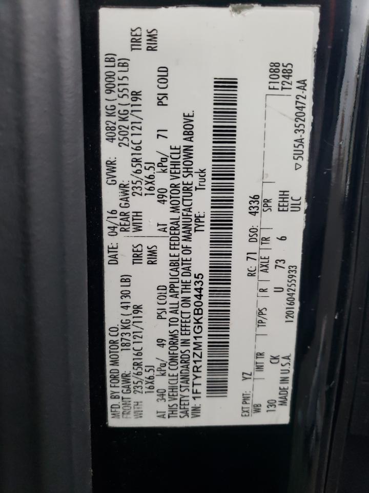 2016 Ford Transit Delivery Van VIN: 1FTYR1ZM1GKB04435 Lot: 91454705