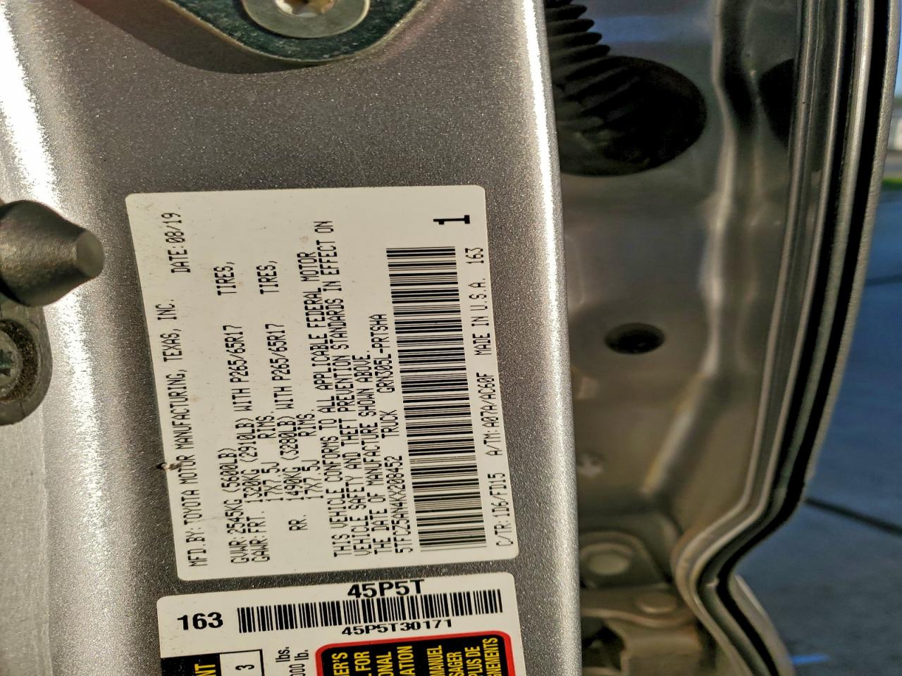 2019 Toyota Tacoma Double Cab VIN: 5TFCZ5AN4KX208452 Lot: 94504155