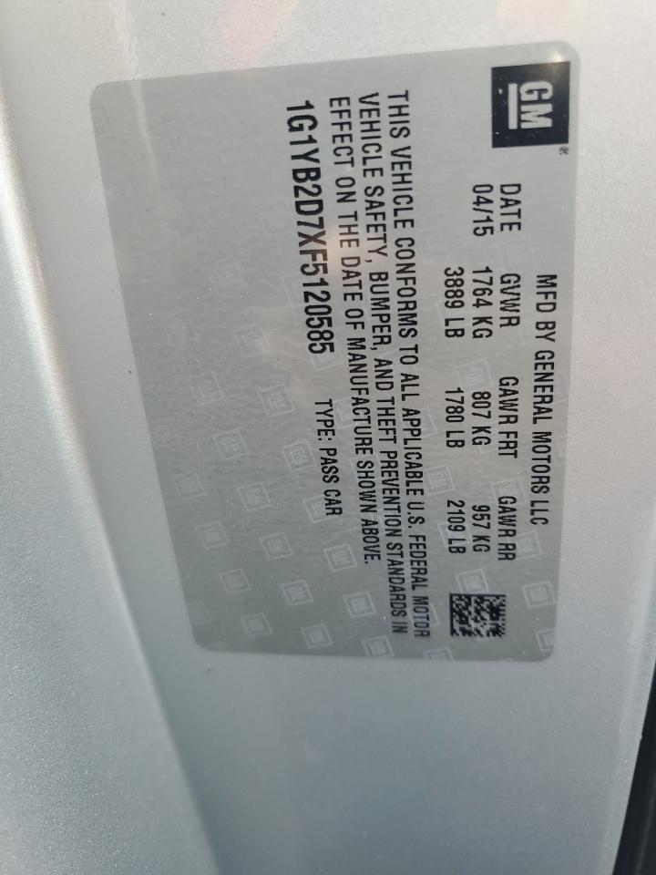 2015 Chevrolet Corvette Stingray 1Lt VIN: 1G1YB2D7XF5120585 Lot: 92946465