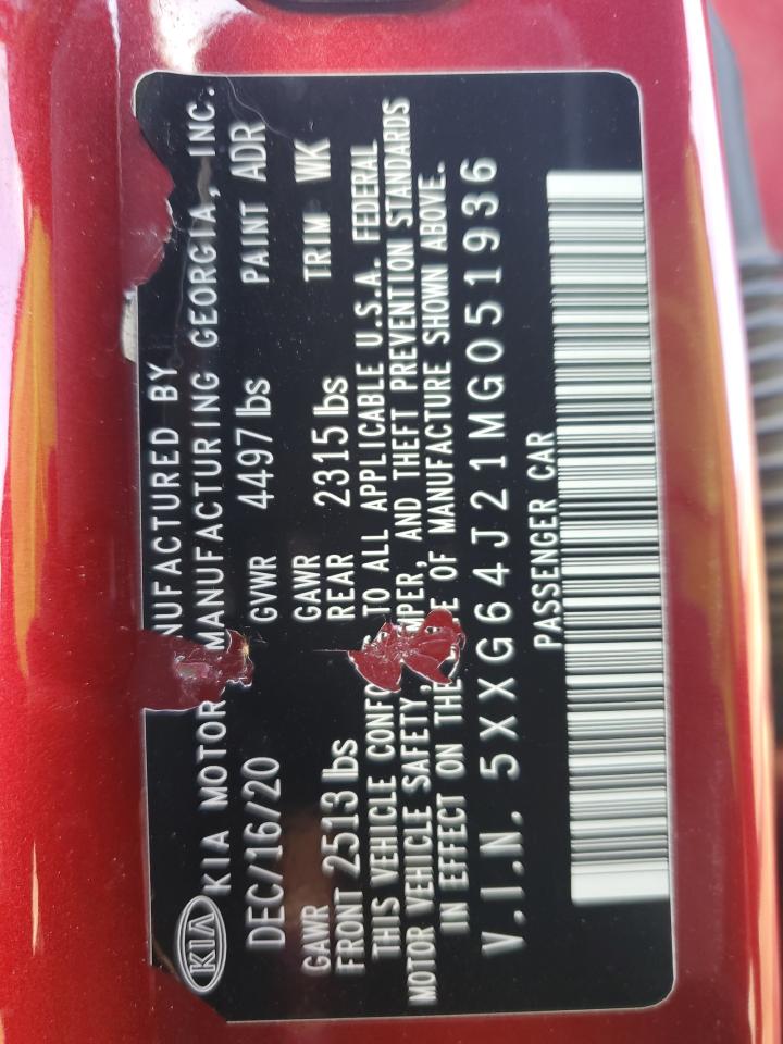 2021 Kia K5 Gt Line VIN: 5XXG64J21MG051936 Lot: 93732055