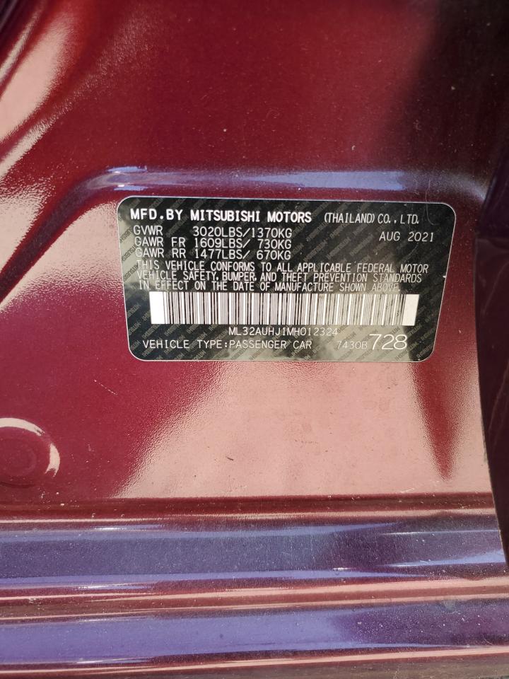 2021 Mitsubishi Mirage Es VIN: ML32AUHJ1MH012324 Lot: 93619685