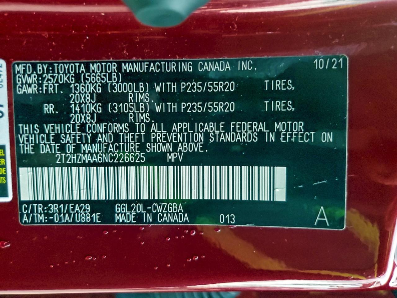 2022 Lexus Rx 350 VIN: 2T2HZMAA6NC226625 Lot: 94551505