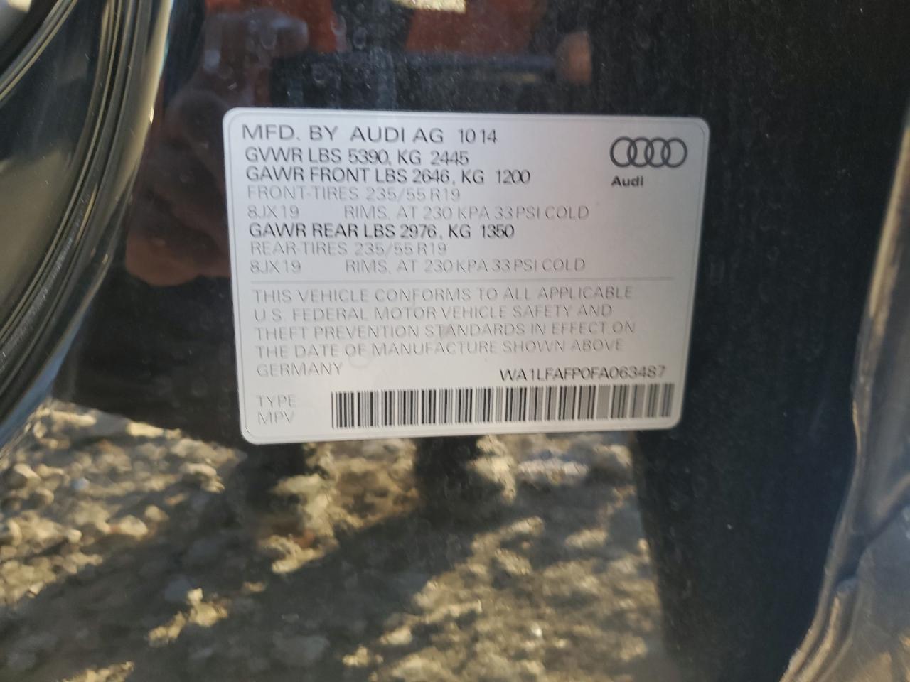 2015 Audi Q5 Premium Plus VIN: WA1LFAFP0FA063487 Lot: 92644805