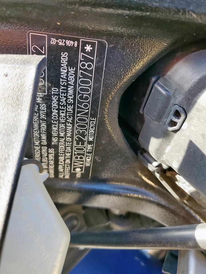 2022 BMW S 1000 Rr VIN: WB10E2300N6G00787 Lot: 93394685