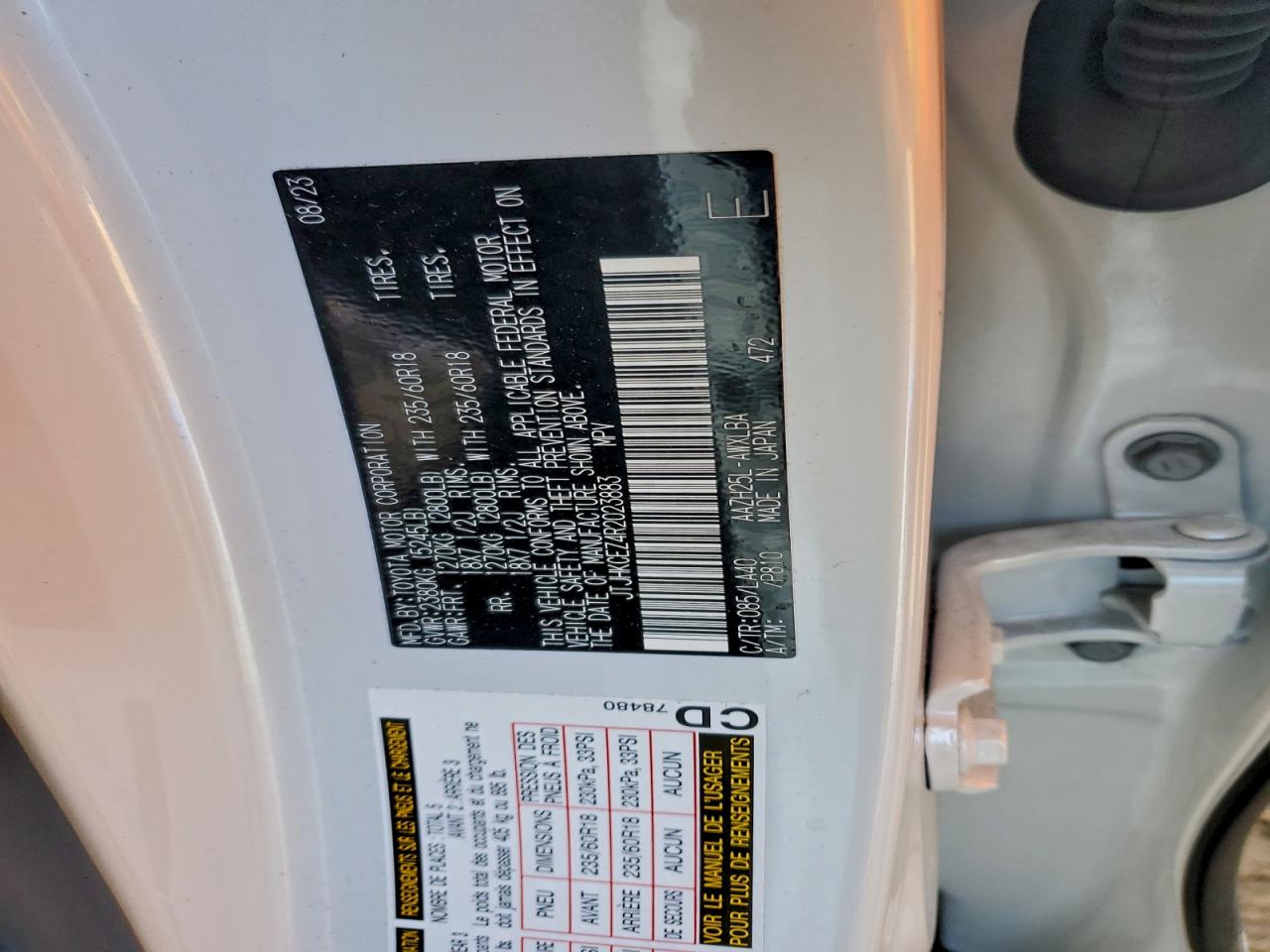 2024 Lexus Nx 350H Base VIN: JTJHKCEZ4R2023883 Lot: 93354055