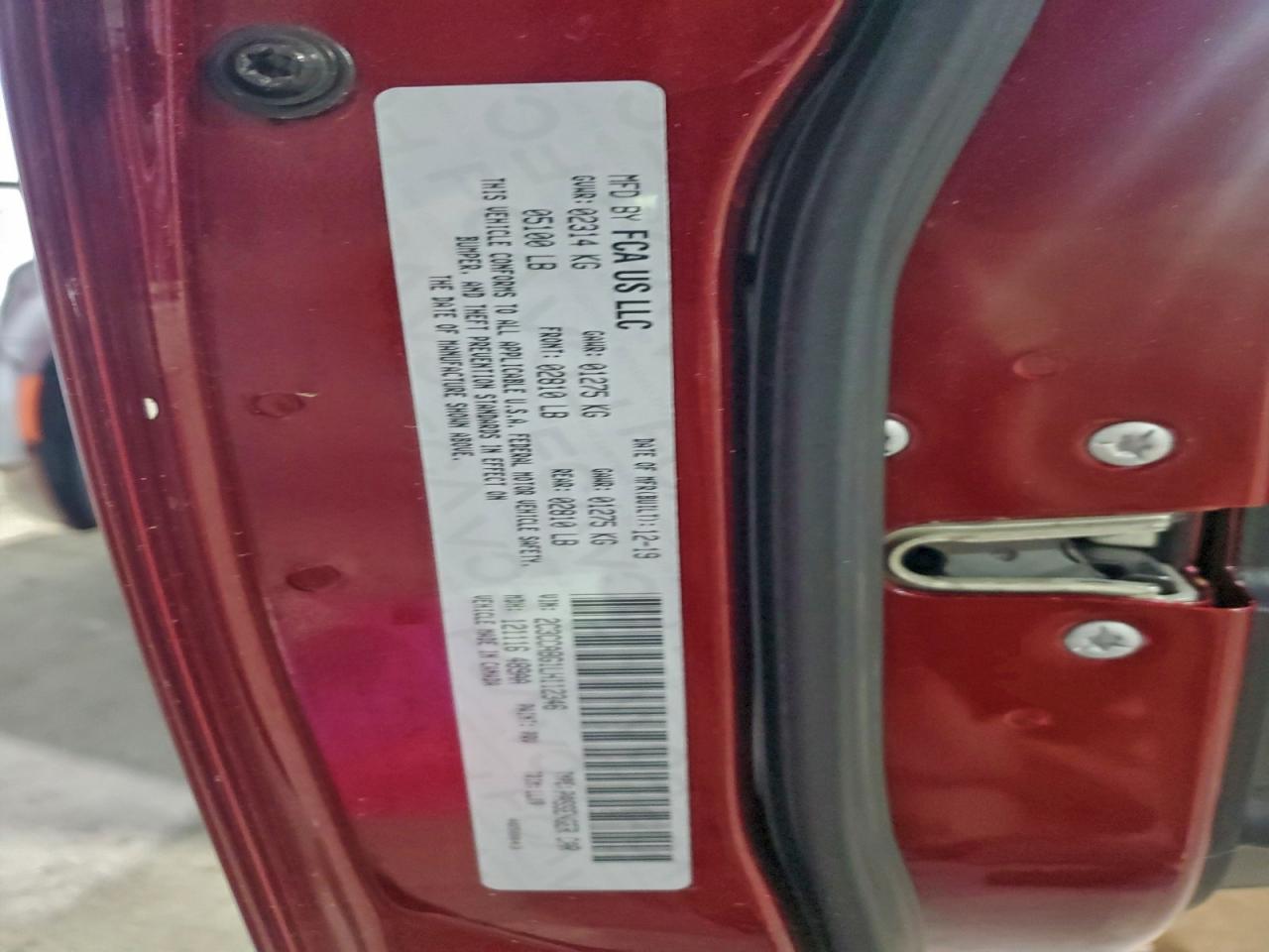 2020 Chrysler 300 S VIN: 2C3CCABG1LH112346 Lot: 93008875