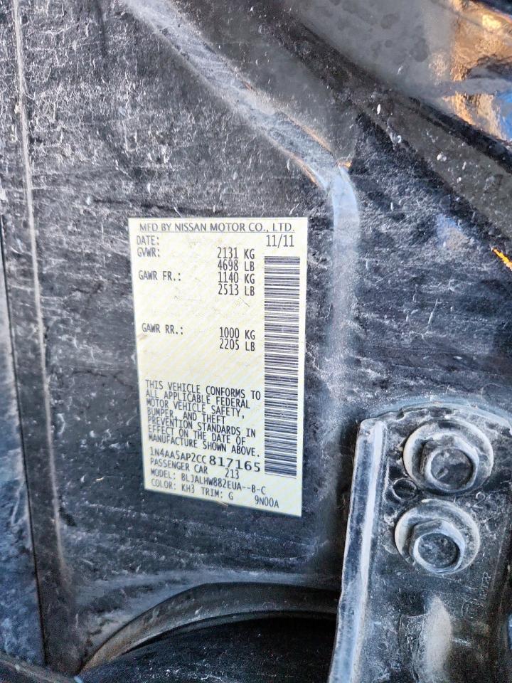 2012 Nissan Maxima S VIN: 1N4AA5AP2CC817165 Lot: 90588535