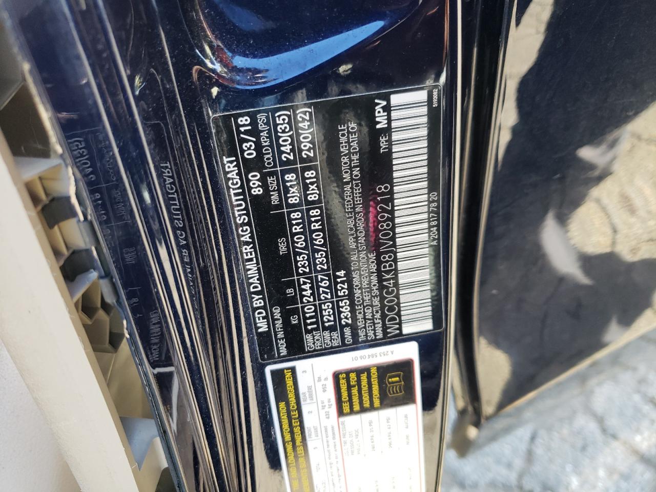 2018 Mercedes-Benz Glc 300 4Matic VIN: WDC0G4KB8JV089218 Lot: 91254605