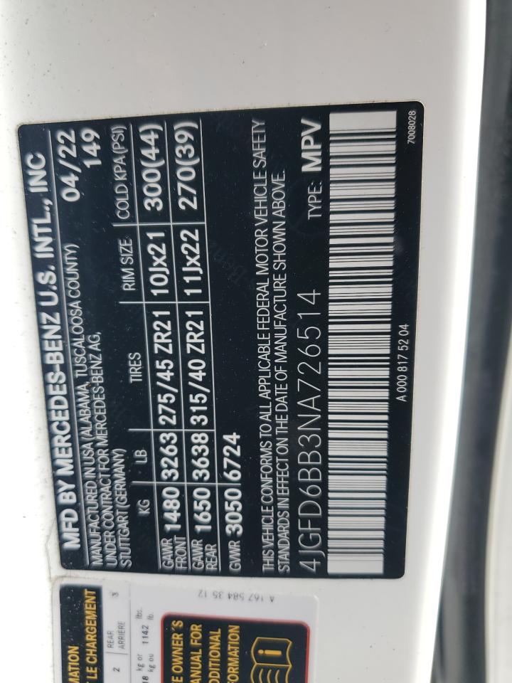 2022 Mercedes-Benz Gle Coupe Amg 53 4Matic VIN: 4JGFD6BB3NA726514 Lot: 92615725