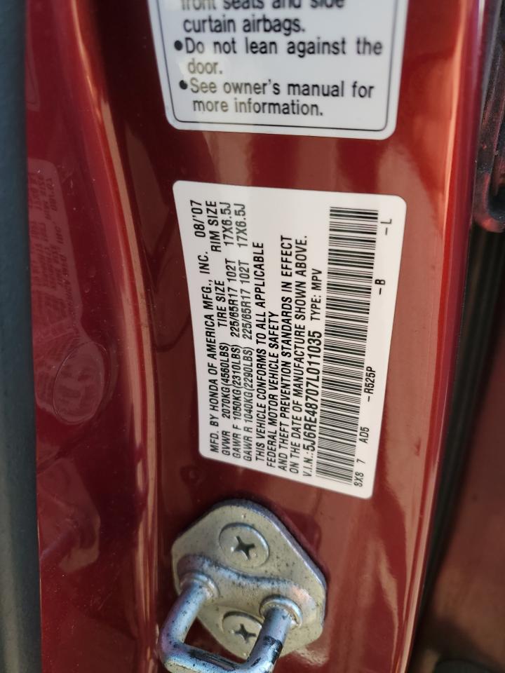 2007 Honda Cr-V Exl VIN: 5J6RE48707L011035 Lot: 93248385