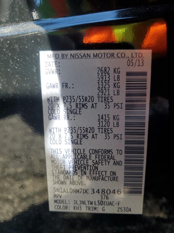 2013 Infiniti Jx35 VIN: 5N1AL0MM7DC348046 Lot: 90423685