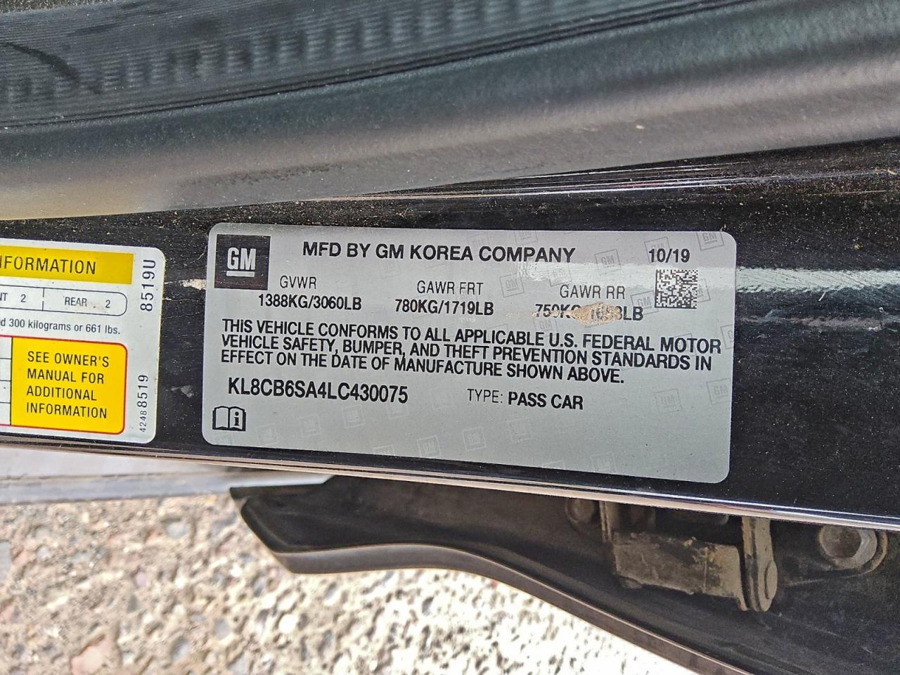 2020 Chevrolet Spark Ls VIN: KL8CB6SA4LC430075 Lot: 92045865