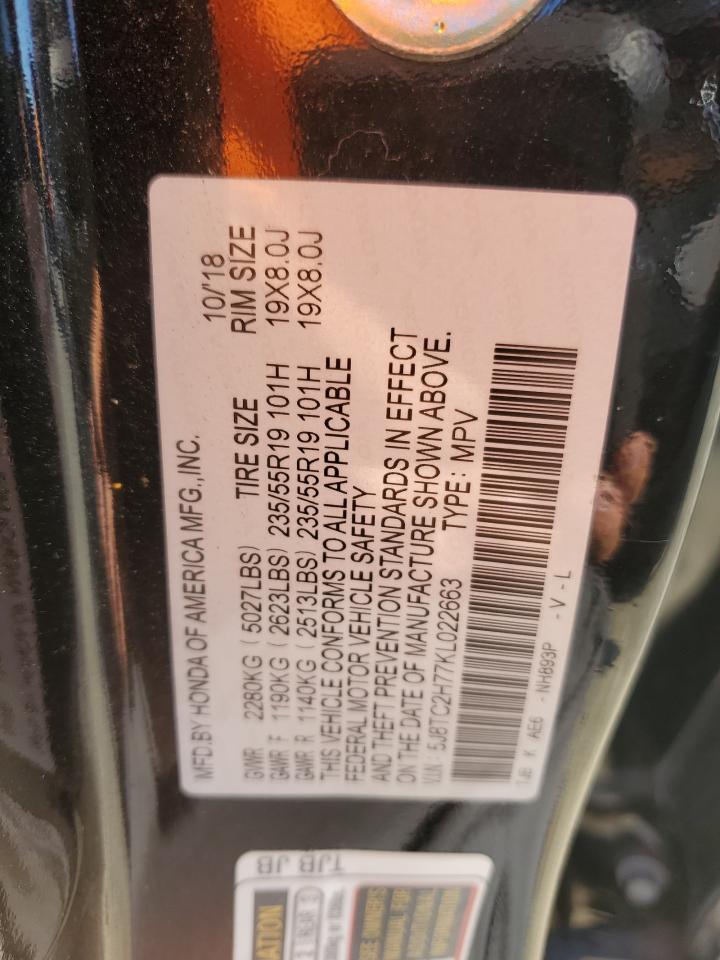 2019 Acura Rdx Advance VIN: 5J8TC2H77KL022663 Lot: 91070375