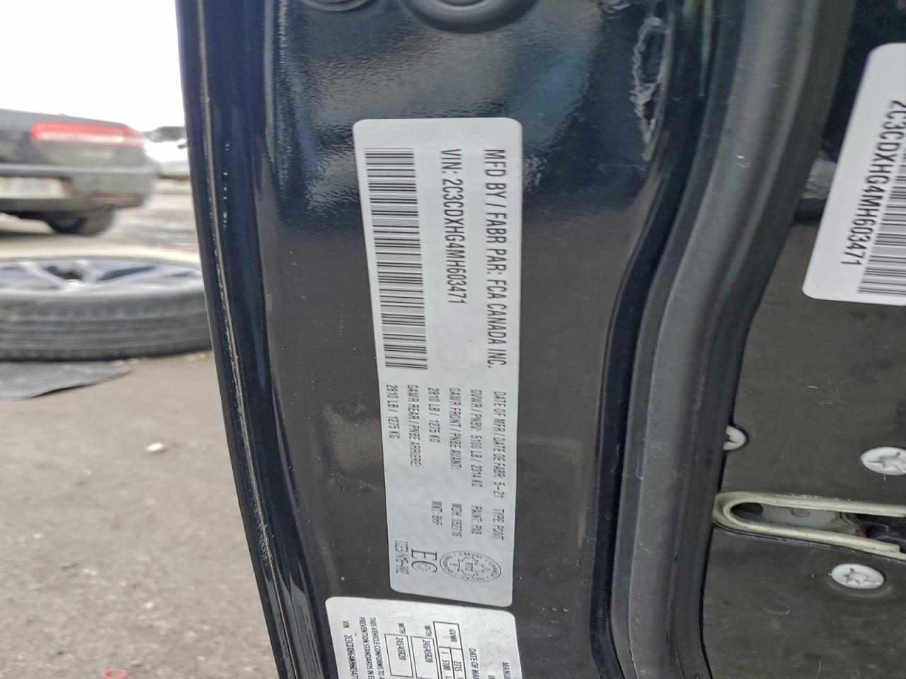 2021 Dodge Charger Gt VIN: 2C3CDXHG4MH603471 Lot: 94351445