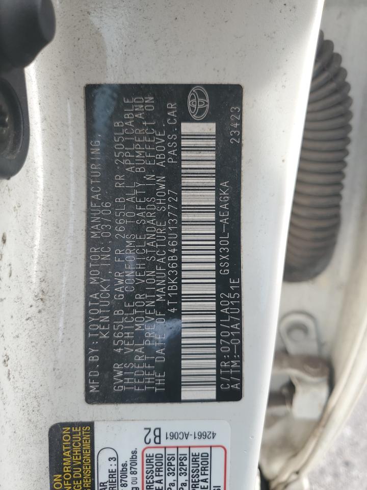 2006 Toyota Avalon Xl VIN: 4T1BK36B46U137727 Lot: 91471385