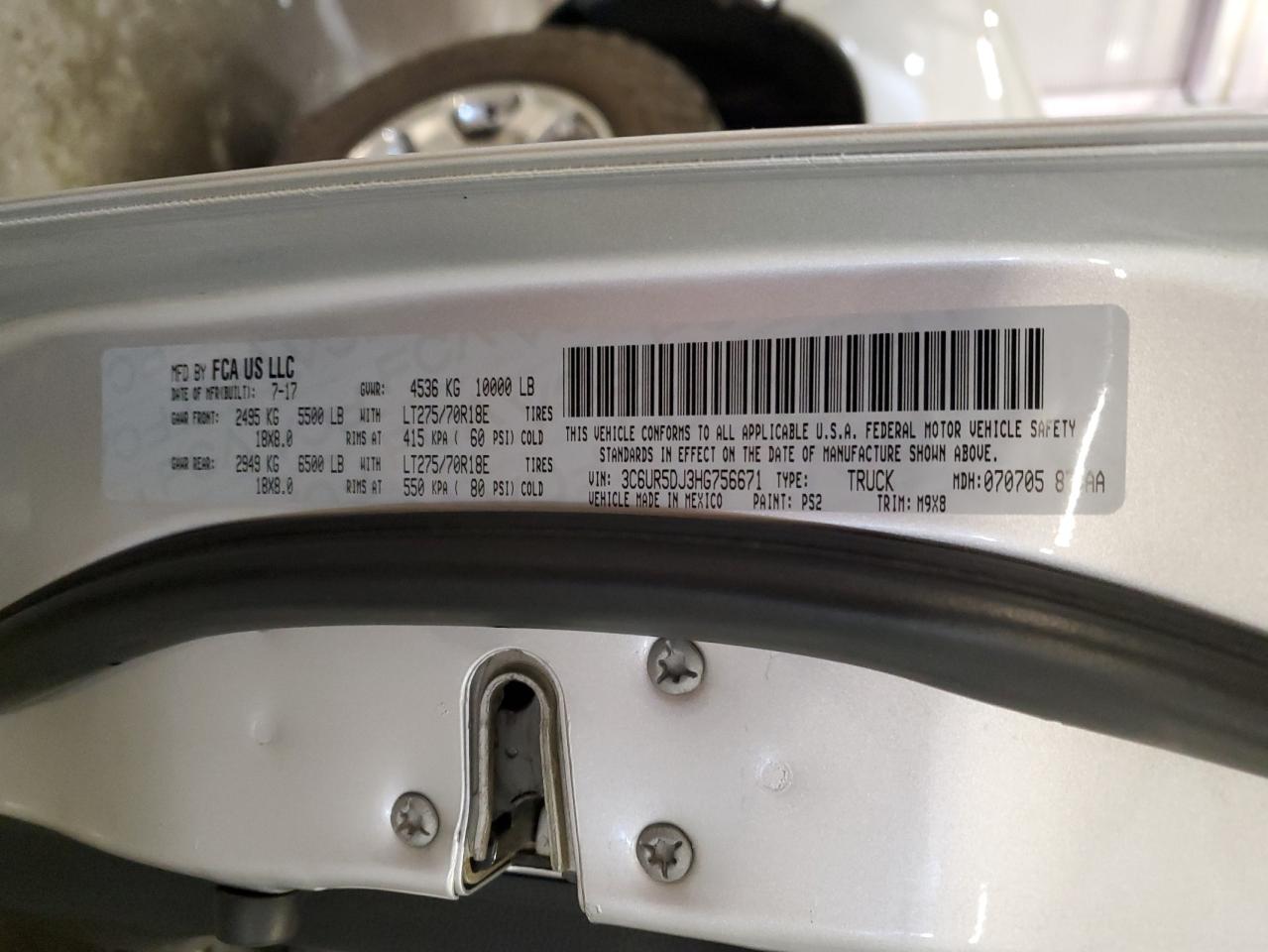 2017 Ram 2500 Slt VIN: 3C6UR5DJ3HG756671 Lot: 92664215