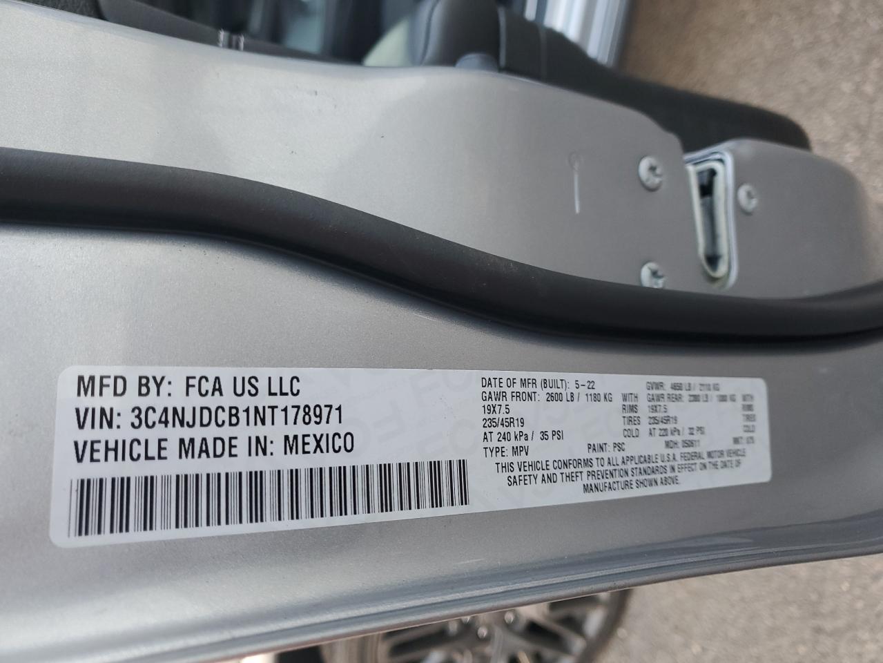 2022 Jeep Compass Limited VIN: 3C4NJDCB1NT178971 Lot: 93599085