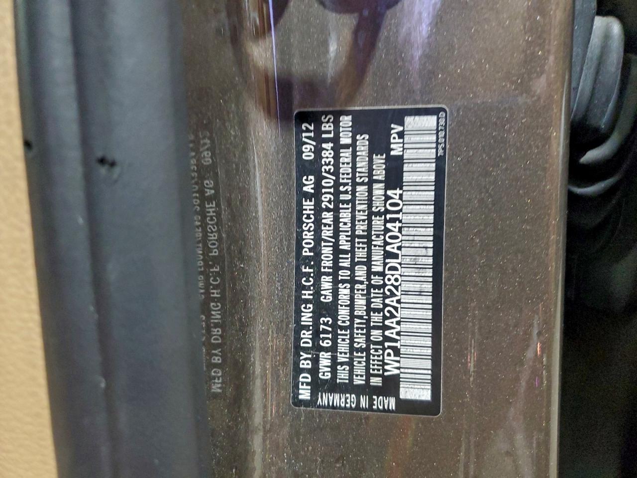 2013 Porsche Cayenne VIN: WP1AA2A28DLA04104 Lot: 94220925