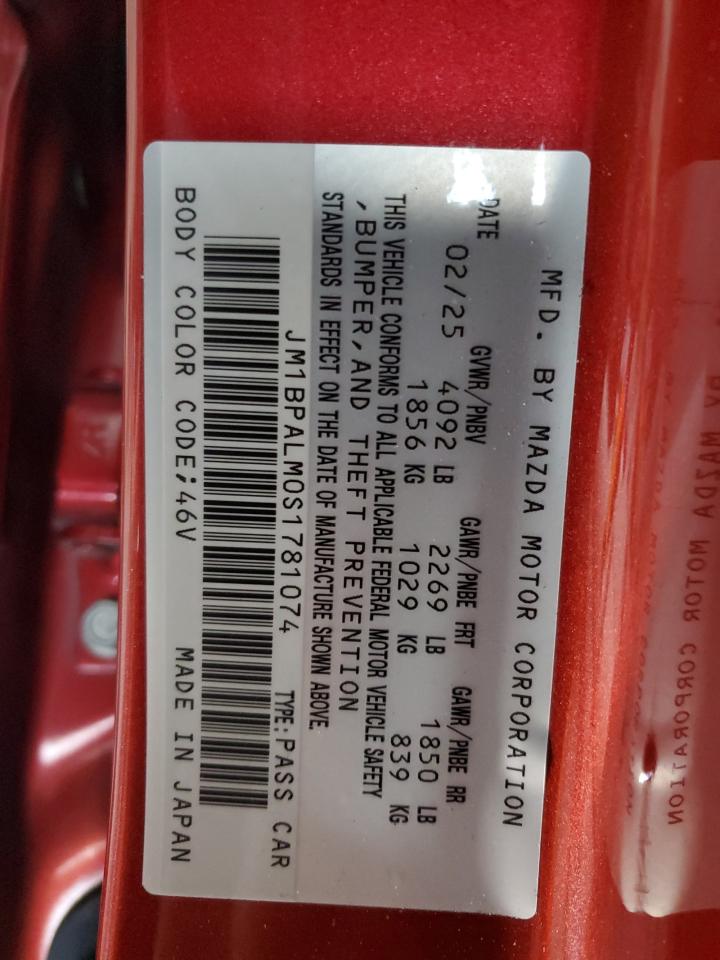 2025 Mazda 3 Preferred VIN: JM1BPALM0S1781074 Lot: 93370225