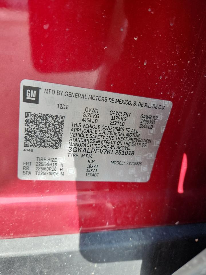 2019 GMC Terrain Slt VIN: 3GKALPEV7KL251018 Lot: 93549445