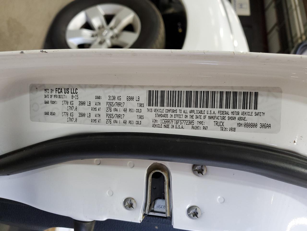 2015 Ram 1500 St VIN: 1C6RR7FT6FS772305 Lot: 92289775