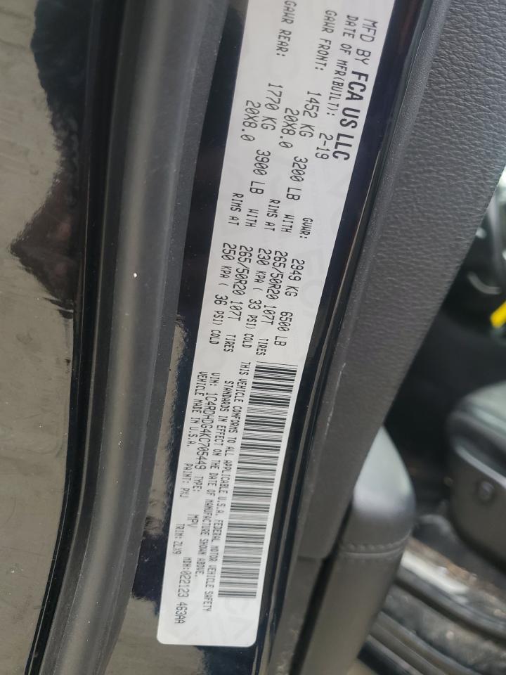 2019 Dodge Durango Gt VIN: 1C4RDHDG4KC705449 Lot: 92656895