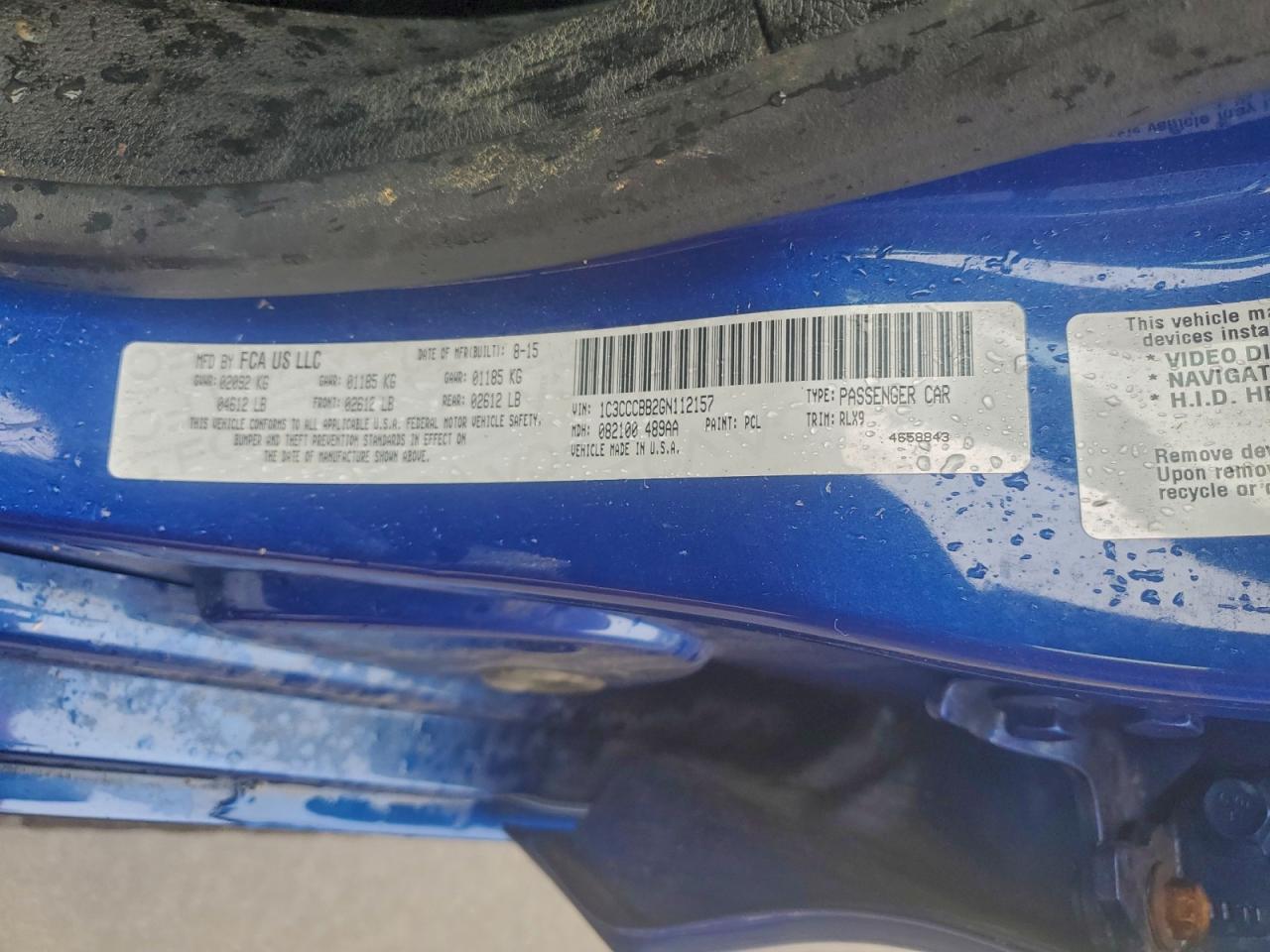 2016 Chrysler 200 S VIN: 1C3CCCBB2GN112157 Lot: 93833775