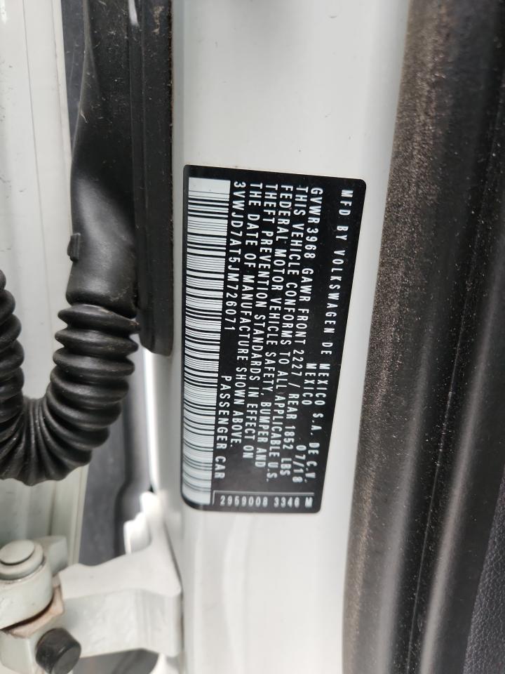 2018 Volkswagen Beetle Se VIN: 3VWJD7AT5JM726071 Lot: 91274025