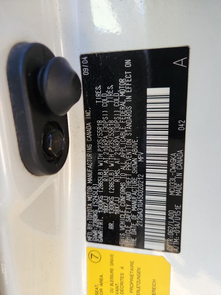 2005 Lexus Rx 330 VIN: 2T2GA31U45C020212 Lot: 93376255