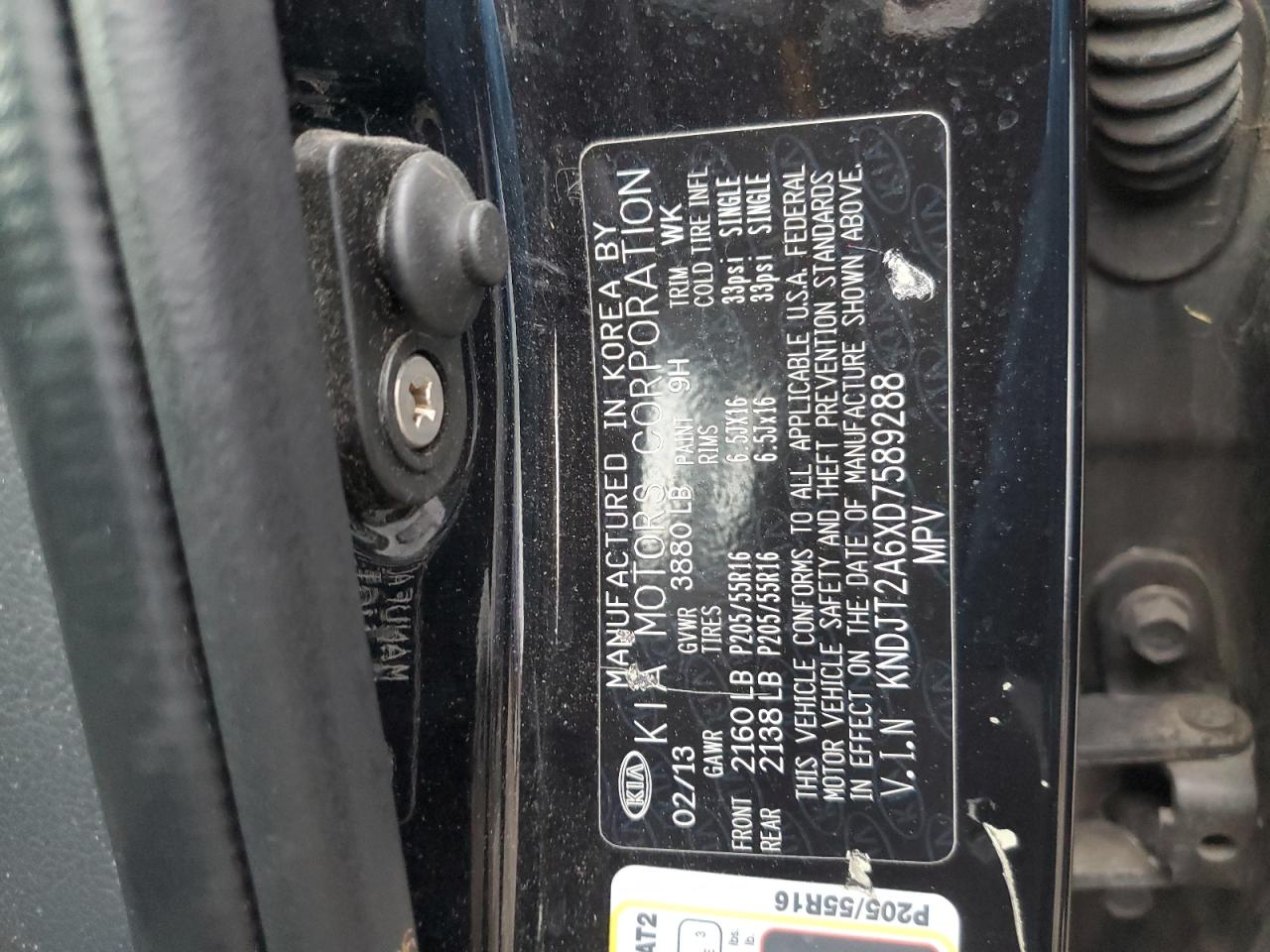 2013 Kia Soul + VIN: KNDJT2A6XD7589288 Lot: 91209435