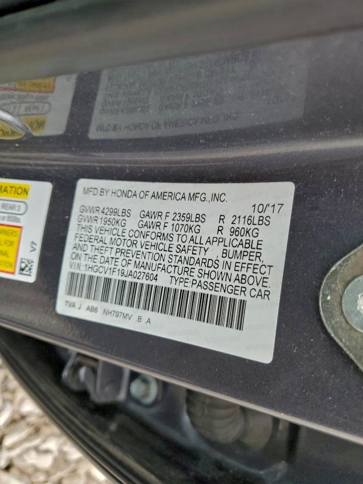 2018 Honda Accord Lx VIN: 1HGCV1F19JA027604 Lot: 93648255