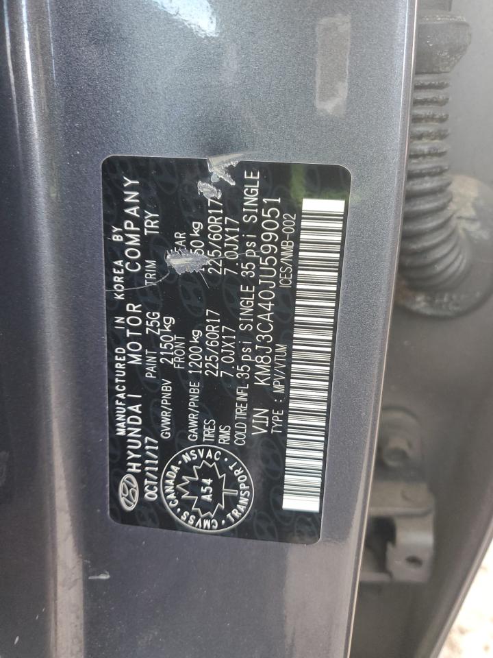 2018 Hyundai Tucson Sel VIN: KM8J3CA40JU599051 Lot: 92677825