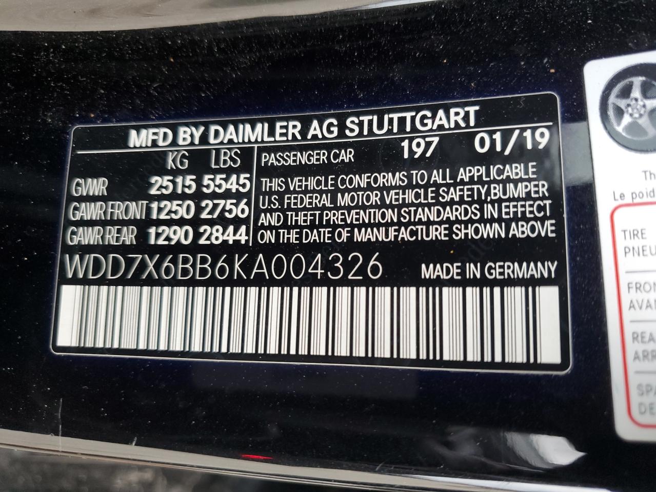 2019 Mercedes-Benz Amg Gt 53 VIN: WDD7X6BB6KA004326 Lot: 92004995