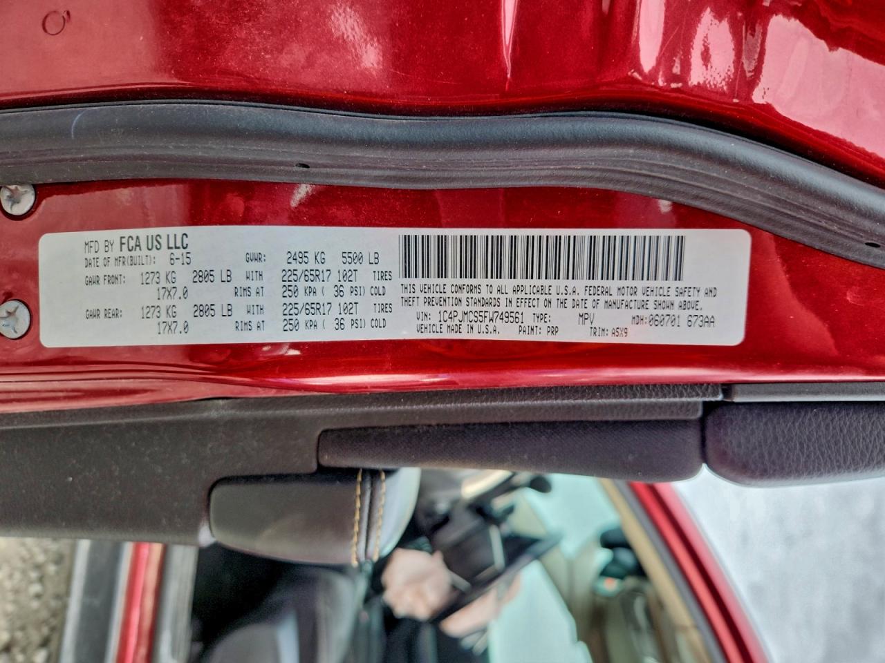 2015 Jeep Cherokee Latitude VIN: 1C4PJMCS5FW749561 Lot: 93318965