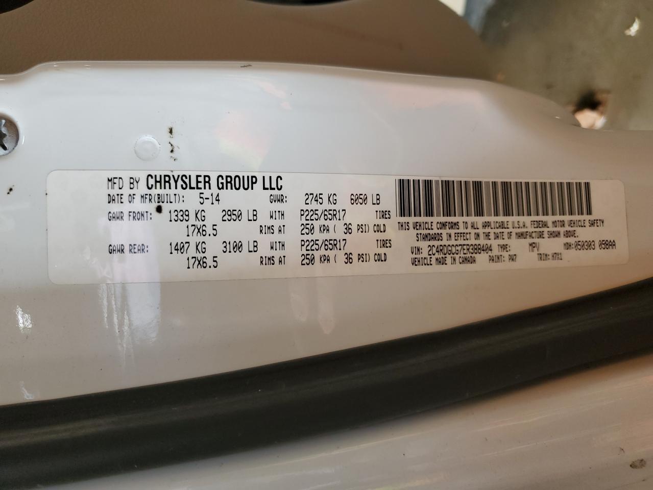 2014 Dodge Grand Caravan Sxt VIN: 2C4RDGCG7ER388404 Lot: 91005955