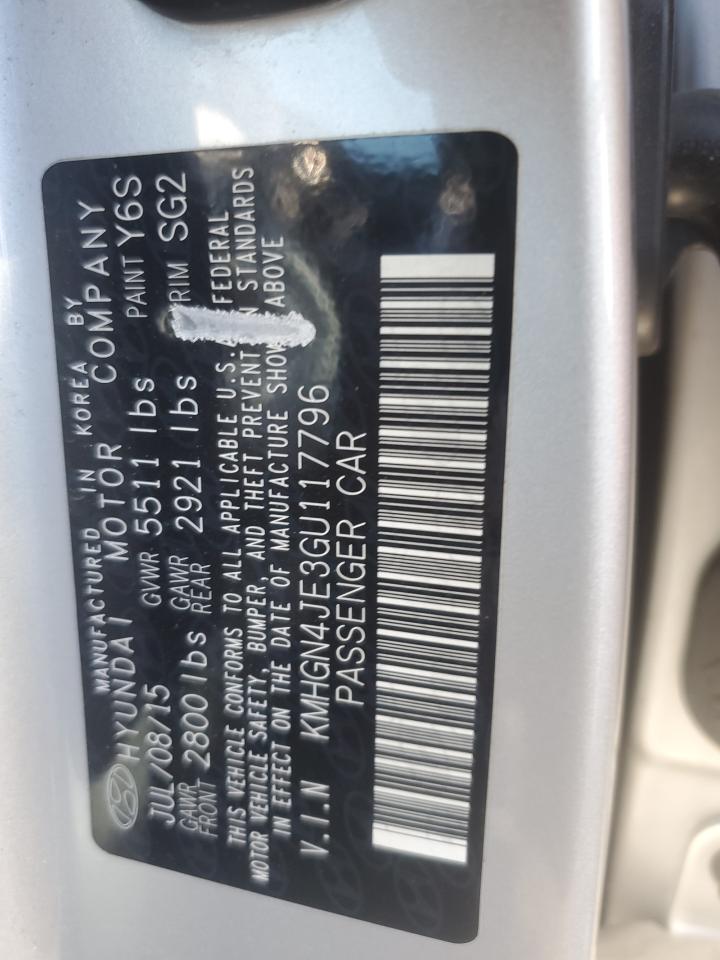 2016 Hyundai Genesis 3.8L VIN: KMHGN4JE3GU117796 Lot: 91995345