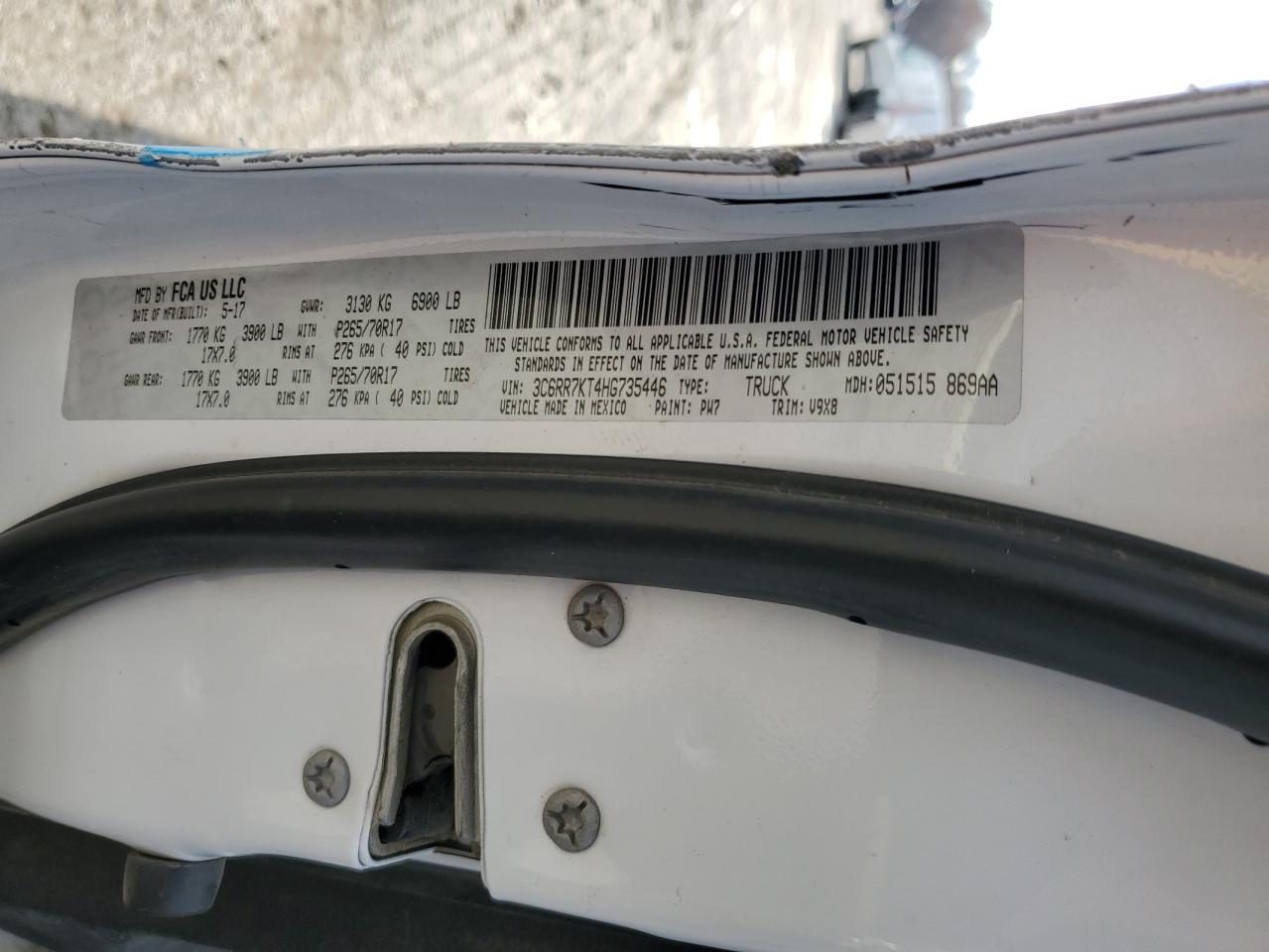 2017 Ram 1500 St VIN: 3C6RR7KT4HG735446 Lot: 93308035