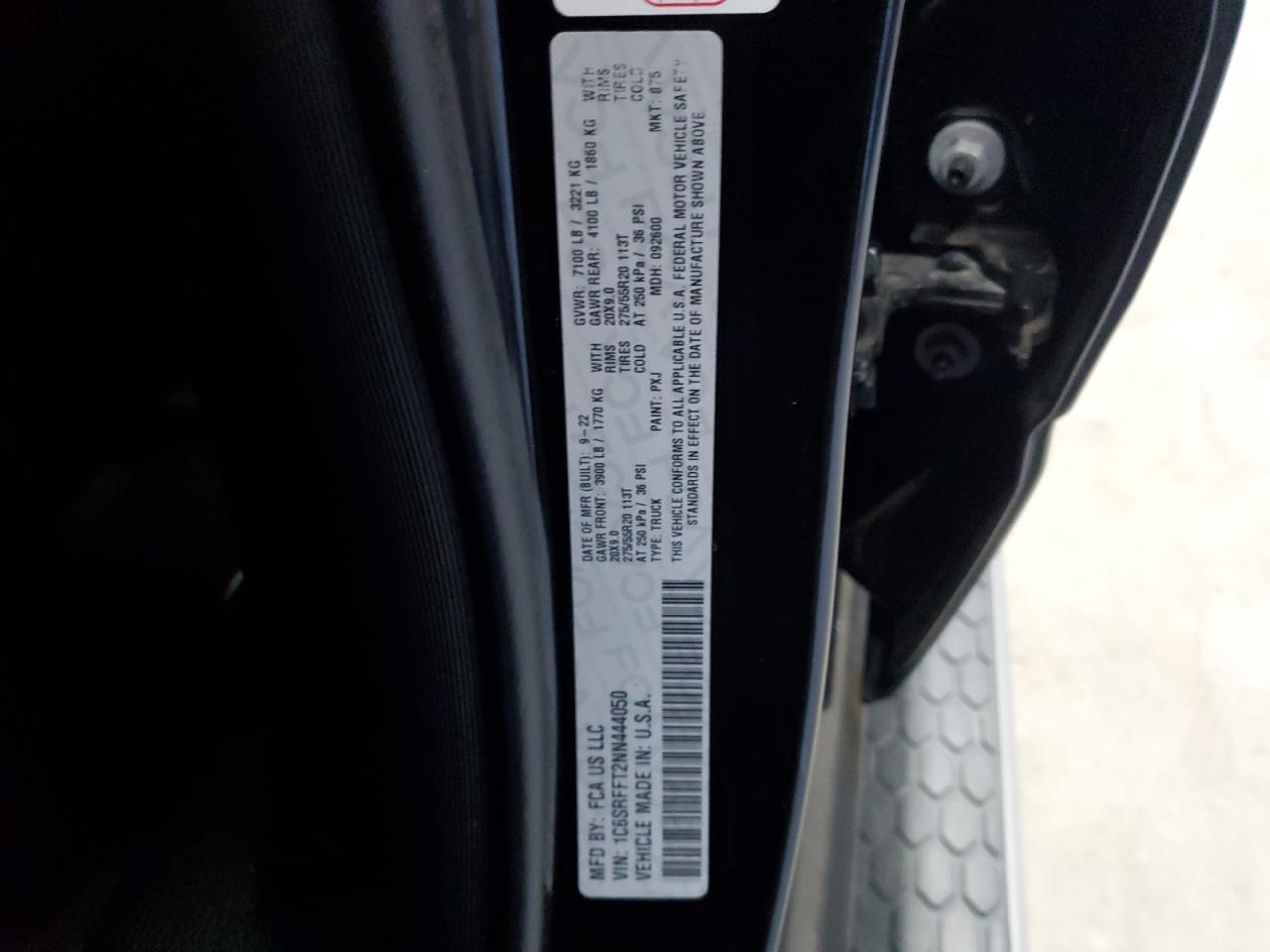 2022 Ram 1500 Big Horn/Lone Star VIN: 1C6SRFFT2NN444050 Lot: 92819635