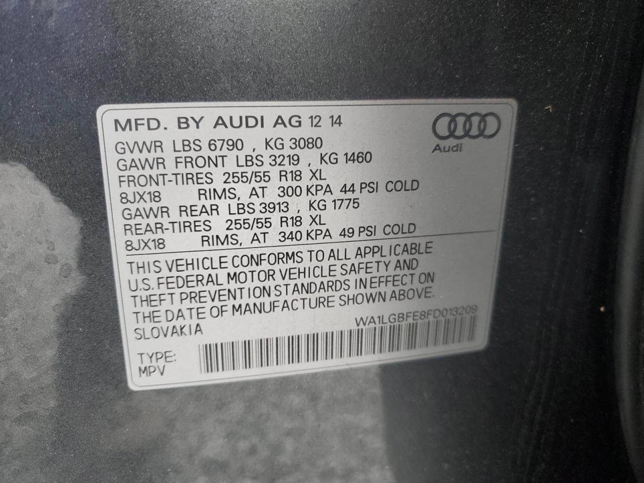 2015 Audi Q7 Premium Plus VIN: WA1LGBFE8FD013209 Lot: 93696915