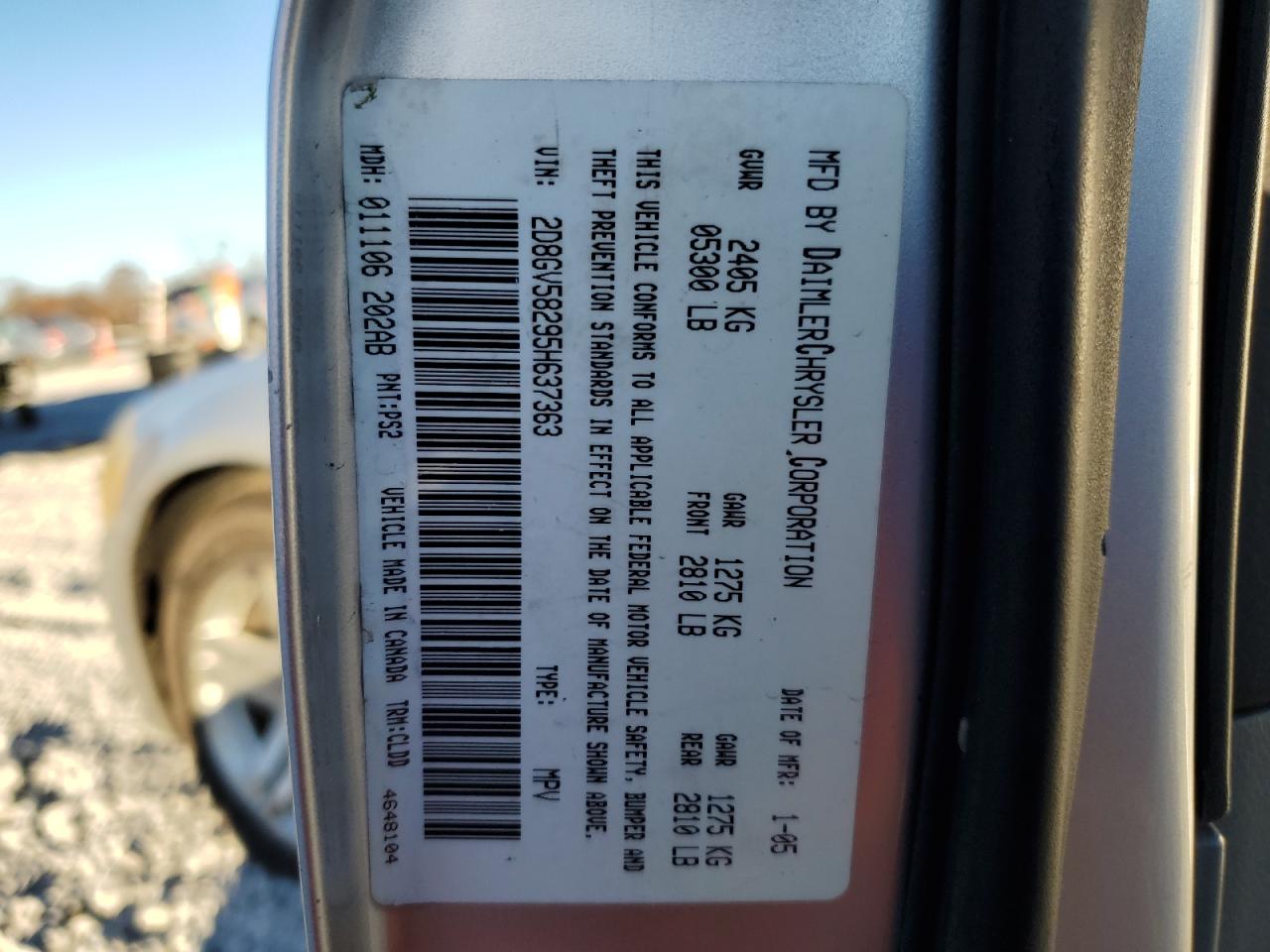 2005 Dodge Magnum R/T VIN: 2D8GV58295H637363 Lot: 92998255