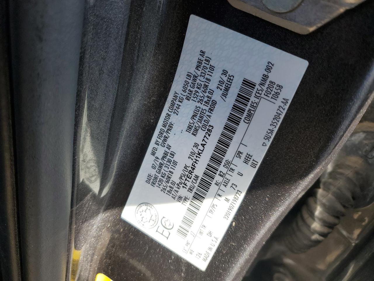 2019 Ford Ranger Xl VIN: 1FTER4FH1KLA77283 Lot: 94028835