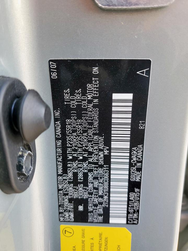 2008 Lexus Rx 350 VIN: 2T2HK31U88C066311 Lot: 92848415