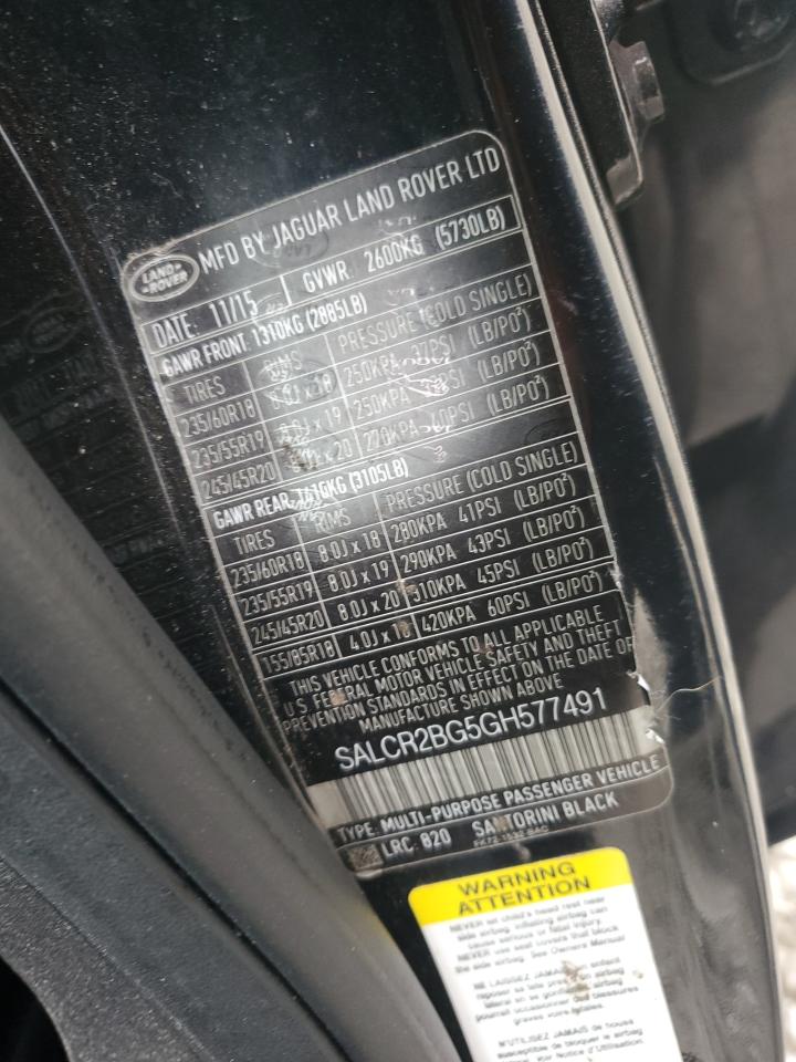 2016 Land Rover Discovery Sport Hse VIN: SALCR2BG5GH577491 Lot: 92566685