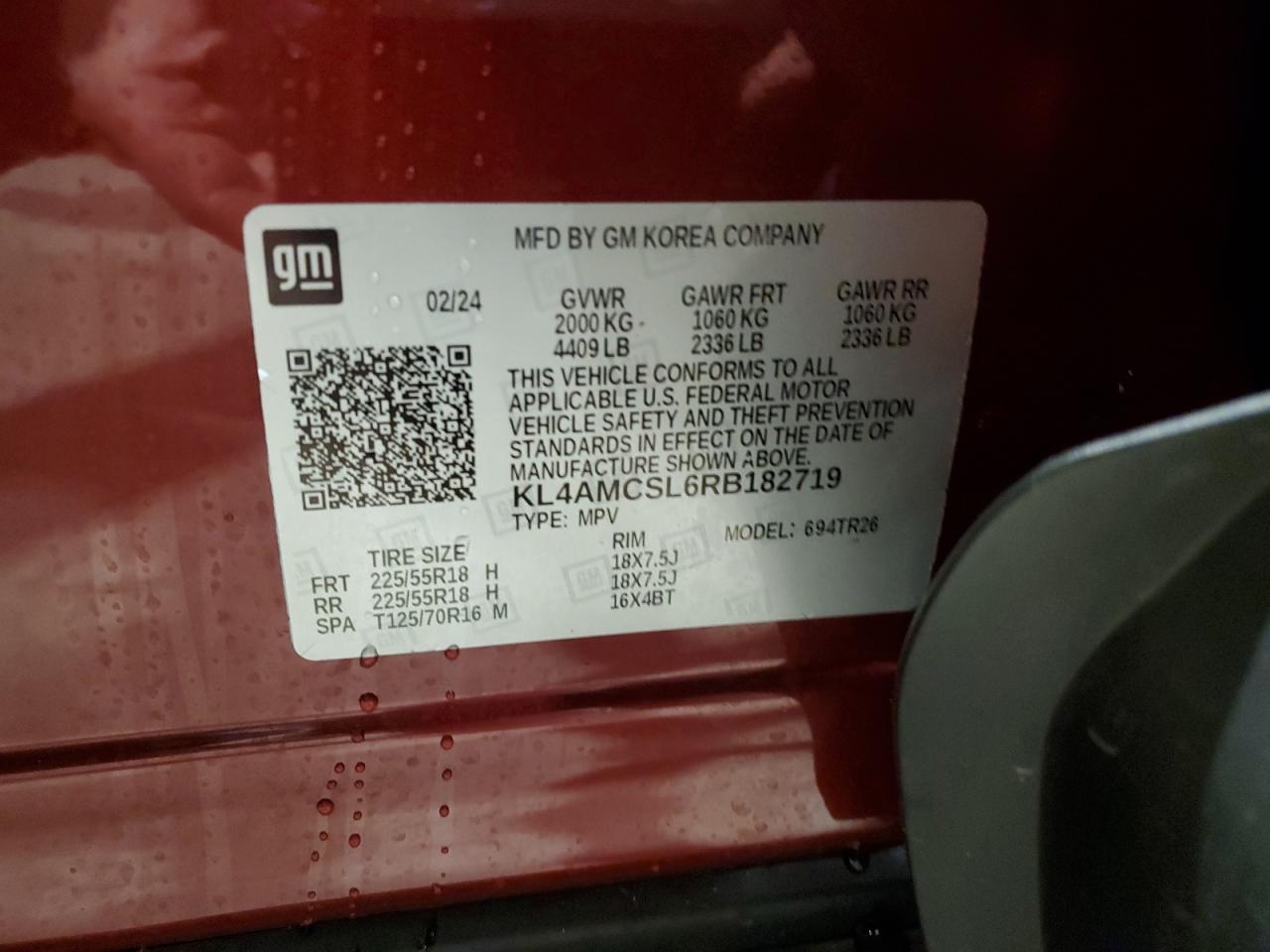 2024 Buick Encore Gx Preferred VIN: KL4AMCSL6RB182719 Lot: 94087135