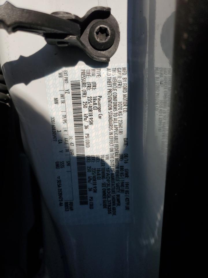 2016 Ford Focus St VIN: 1FADP3L93GL378255 Lot: 92353625