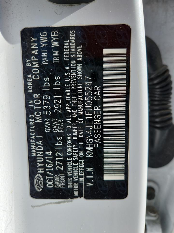 2015 Hyundai Genesis 3.8L VIN: KMHGN4JE1FU055247 Lot: 92306935