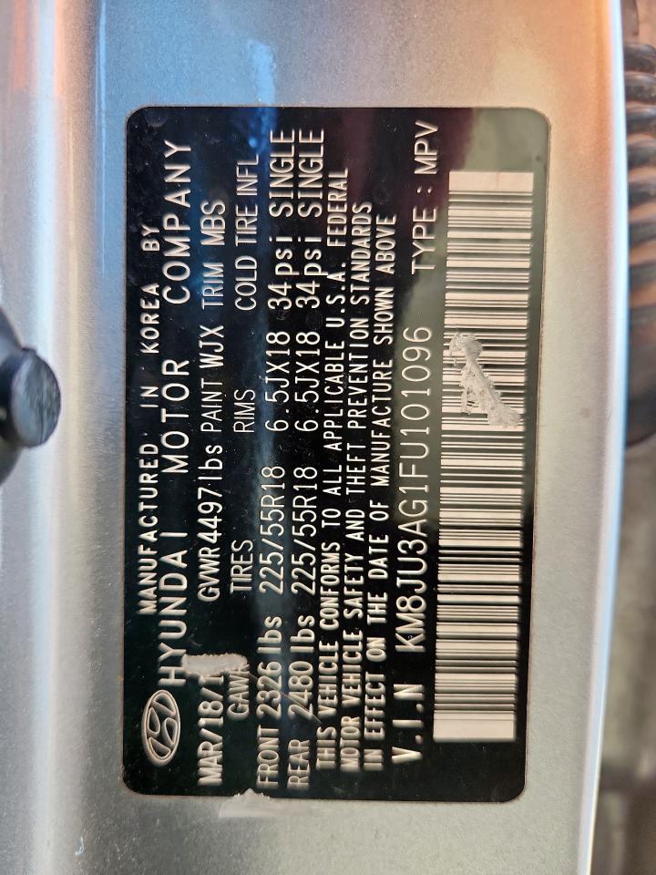 2015 Hyundai Tucson Limited VIN: KM8JU3AG1FU101096 Lot: 92505065